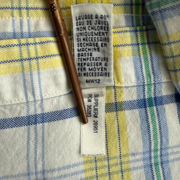 Ralph Lauren Shirt Men XL Yellow Blue Plaid Cotton Preppy Button Up Short Sleeve - Picture 7 of 8